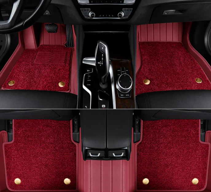 Custom Fit Luxury Floor Mat ECO Cowhide Leather For 5 Seaters BMW