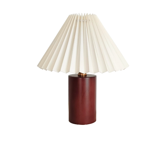 Cylinder wooden base table lamp